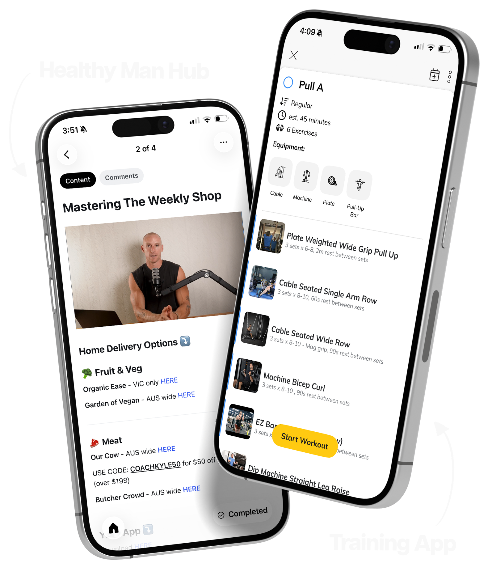 Healthy Man Hub and Training App on iPhone