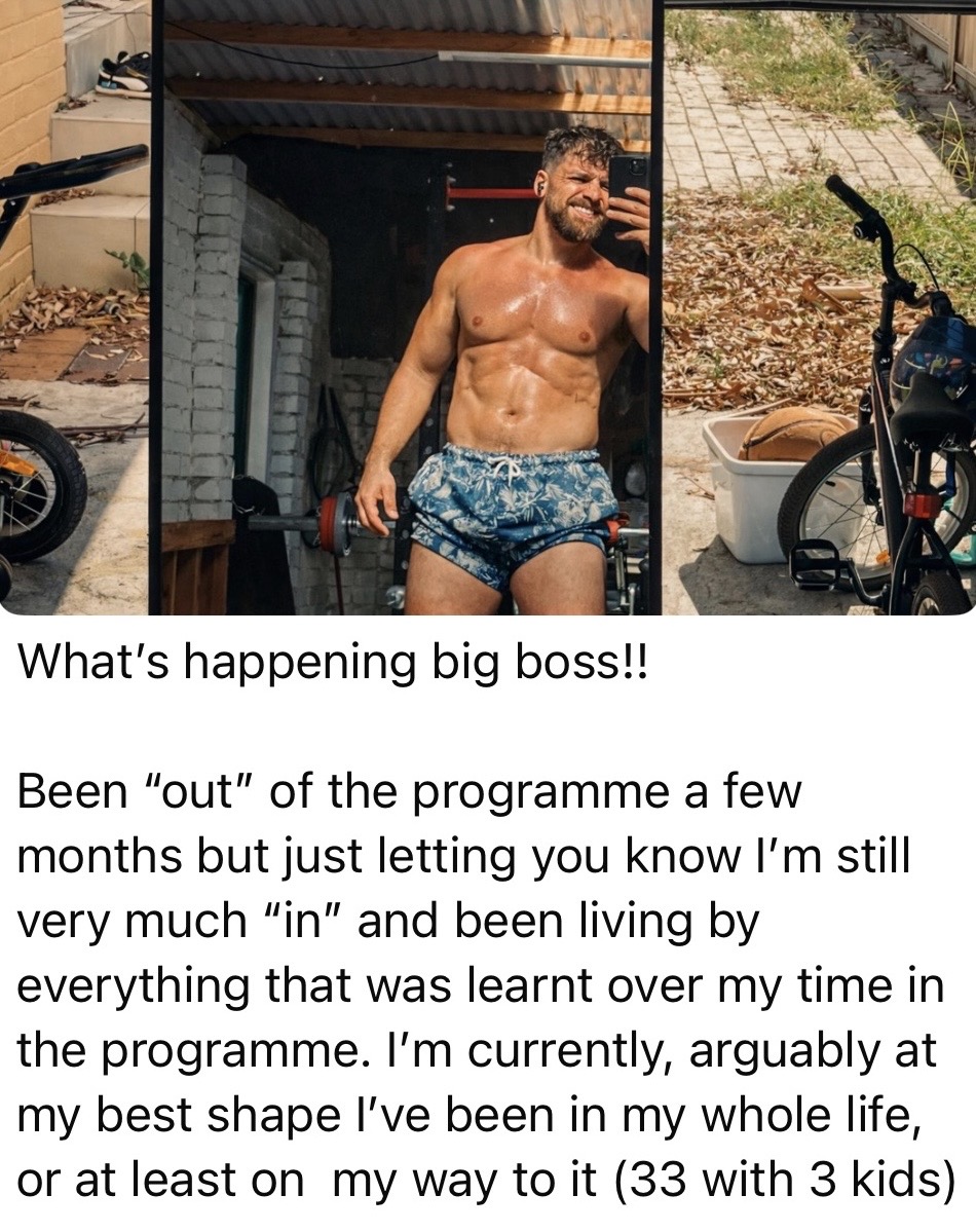 Member message — best shape of my life at 33 with 3 kids
