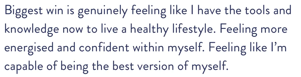 Member quote — feeling more energised and confident